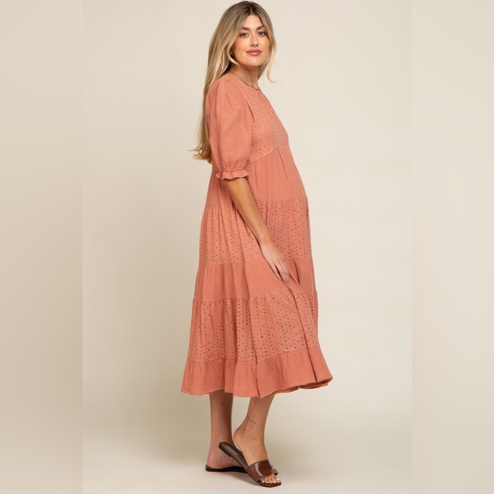 Pinkblush eyelet tiered midi dress nwot - Picture 4 of 8